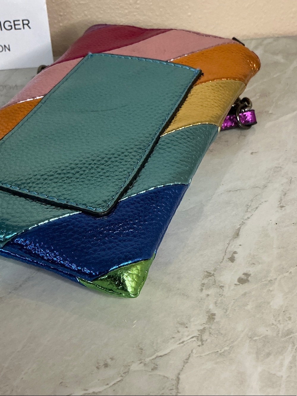 Kurt Geiger London Kensington metallic rainbow leather phone crossbody bag (EUC) - Picture 4 of 9